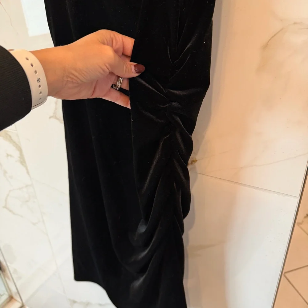 Good American Black Velvet Ruched Mini Dress